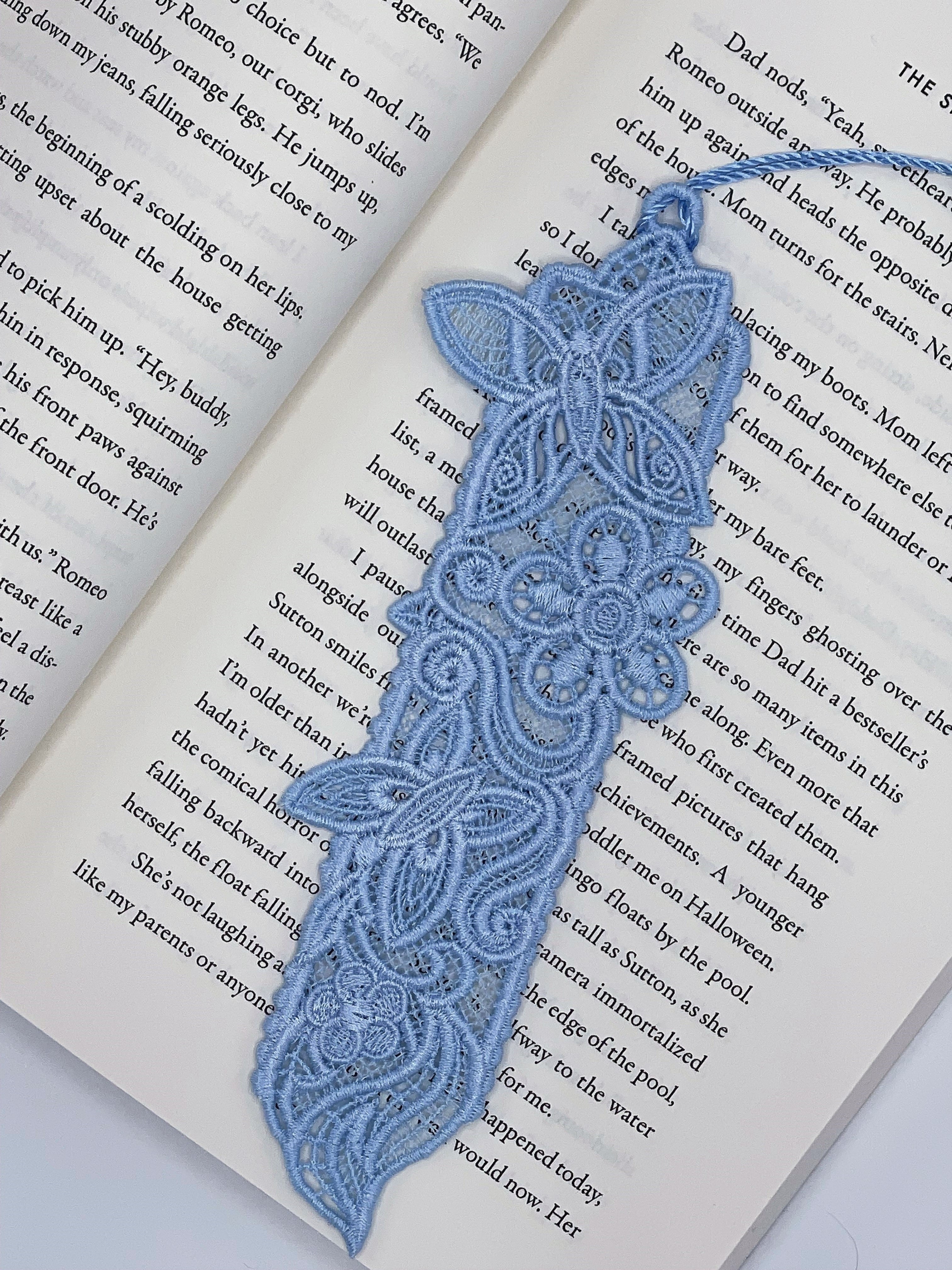 Beautiful 2 Butterfly, 2 Flower Lace Bookmark