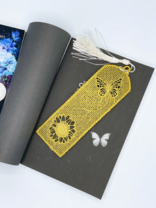 Butterfly Sunflower Lace Bookmark
