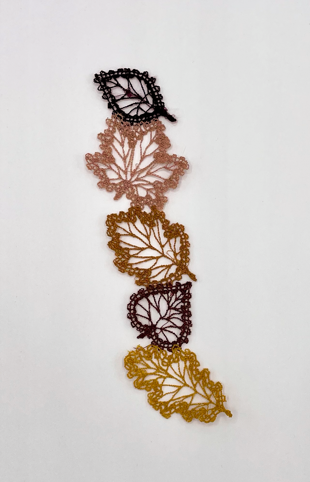 "Add a Touch of Elegance to Your Reading: Lovely Lace Embroidered Autumn Leaf Bookmark!"