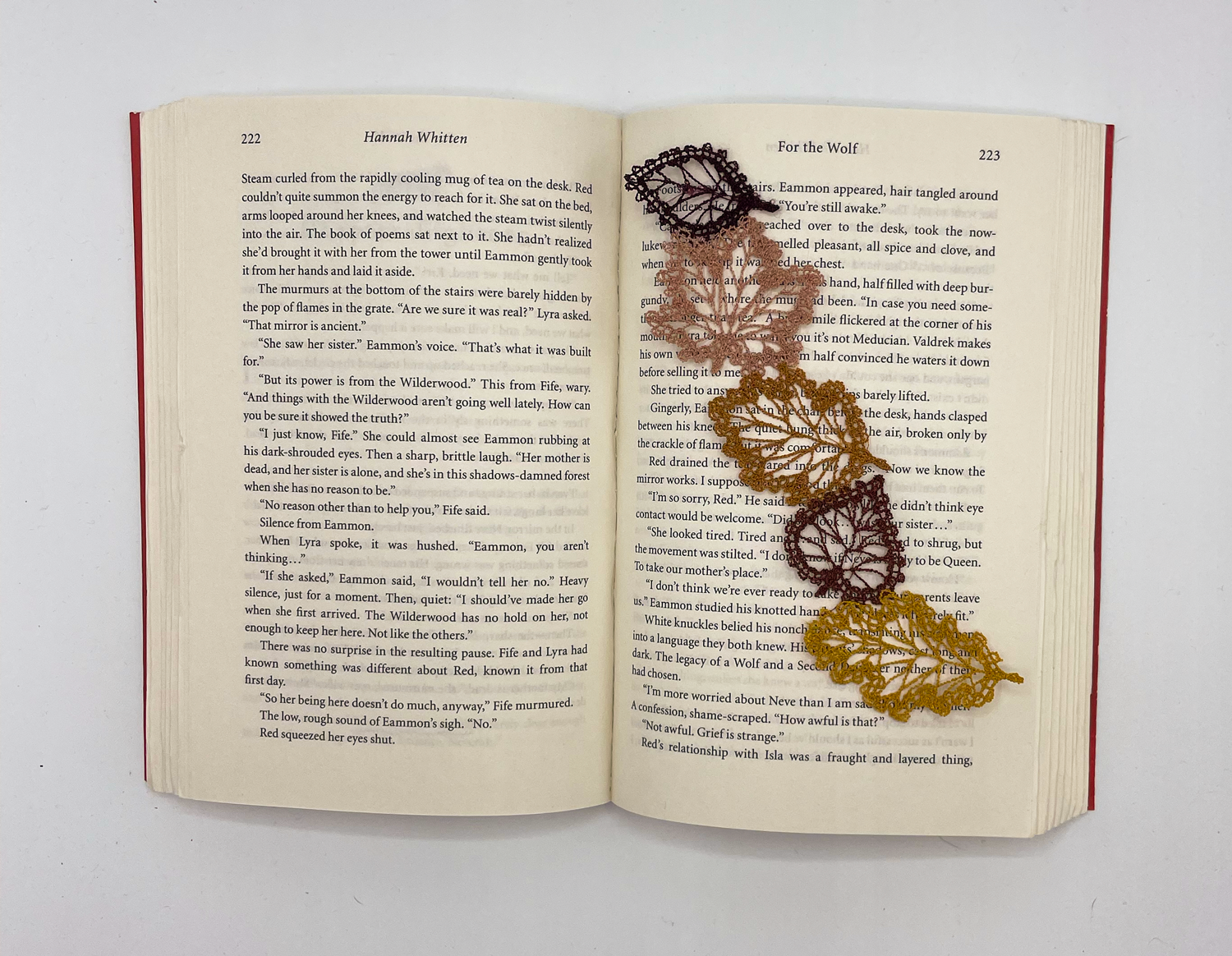 "Add a Touch of Elegance to Your Reading: Lovely Lace Embroidered Autumn Leaf Bookmark!"