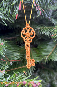 Embroidered Lace Gold Key Ornament