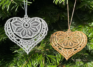 Embroidered Lace Heart Ornament