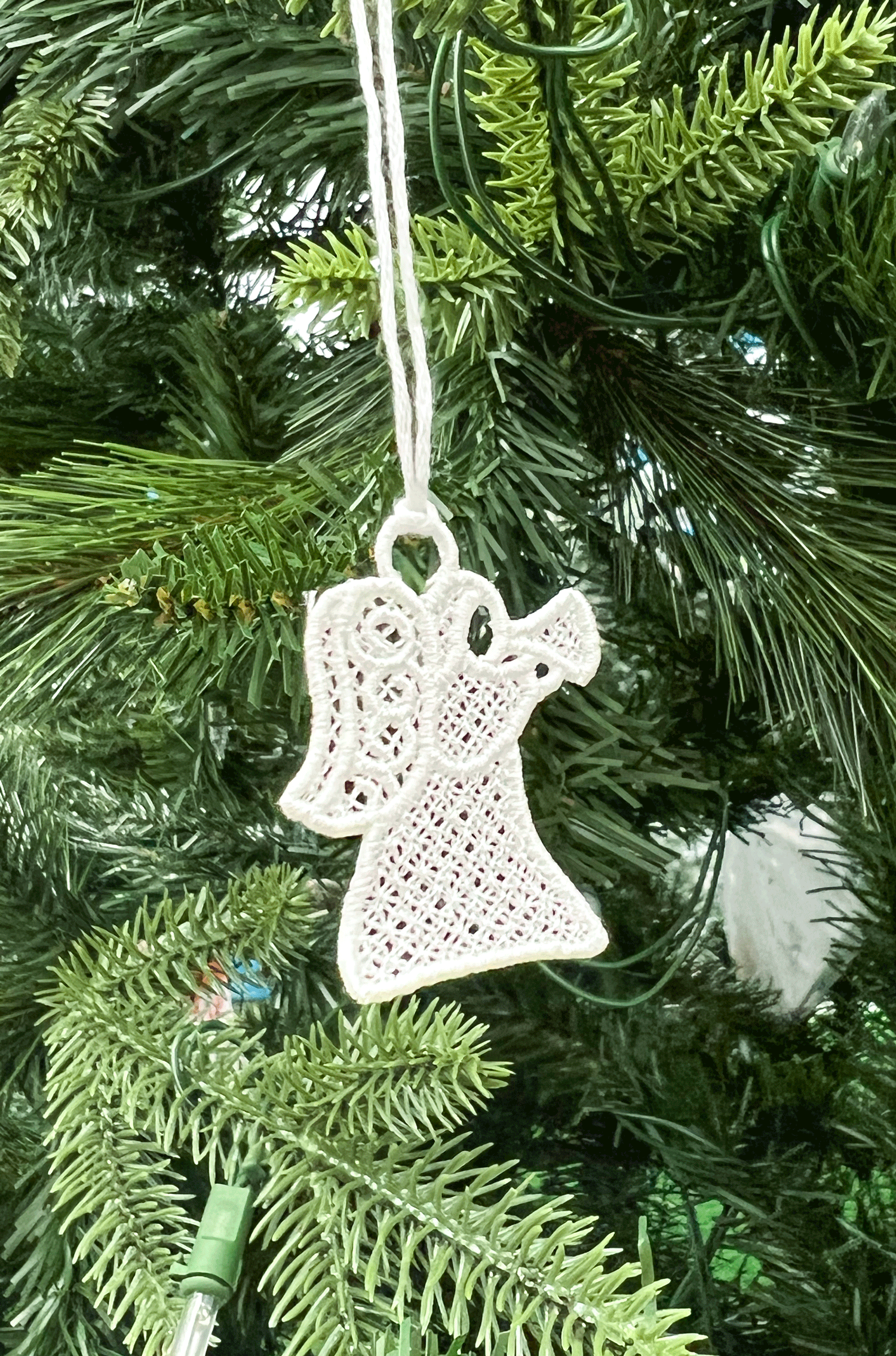 Embroidered Lace White Angel Mini Ornament